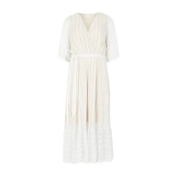 NEW APRICOT lurex mesh kimono maxi dress in cream