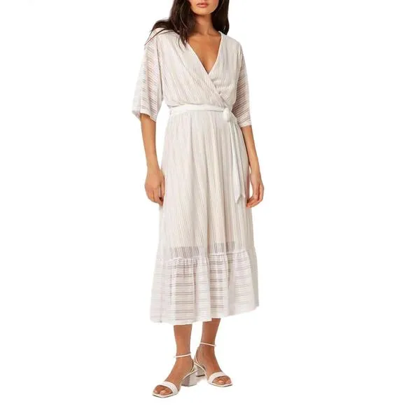 NEW APRICOT lurex mesh kimono maxi dress in cream