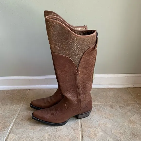 NEW Ariat &quot;Caldera&quot; Brown Knee High Leather Boots Sand Dollar SAMPLE‌‌‌‌‌‌‌‌