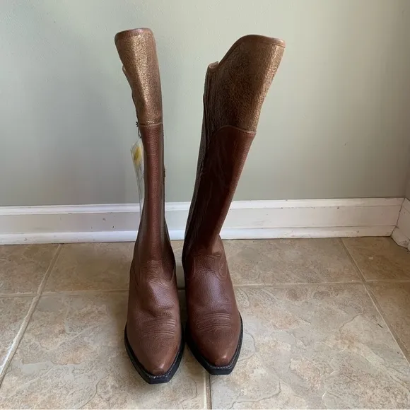NEW Ariat &quot;Caldera&quot; Brown Knee High Leather Boots Sand Dollar SAMPLE‌‌‌‌‌‌‌‌