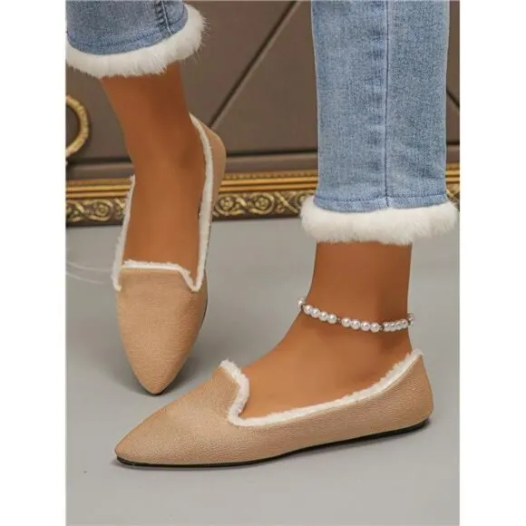 New Arrival Fashion Cute Silver Bowknot Pointed Toe Flat Slip-On Loafers