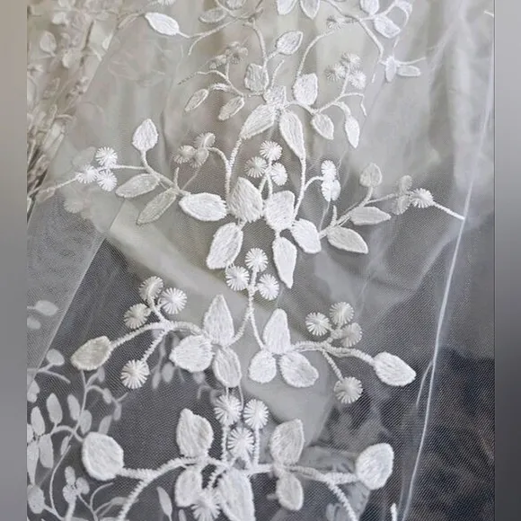 New Beautiful Sheer Floral Lace Overlay Wrap Top Banded Waist Maxi Dress White