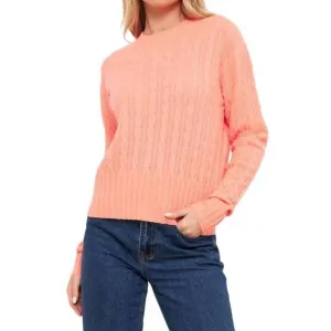 NEW BRODIE CASHMERE cathy cashmere cable knit top in neon coral