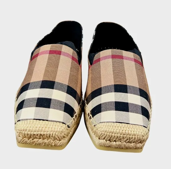 NEW Burberry Alport Birch Brown Check Espadrilles  Shoes Size EUR 40 US 9.5 $590