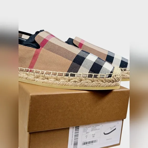 NEW Burberry Alport Birch Brown Check Espadrilles  Shoes Size EUR 40 US 9.5 $590