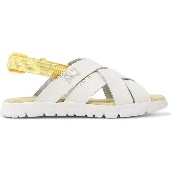 NEW Camper Girls Lightweight Leather Oruga Sandals Size 3 US 35 EU White Orange