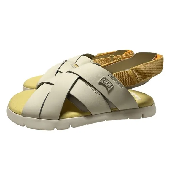 NEW Camper Girls Lightweight Leather Oruga Sandals Size 3 US 35 EU White Orange