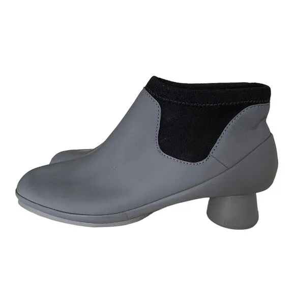 NEW! Camper Womans 7.5 Alright $189 Leather Ankle Boots Heel Round Toe Gray 38