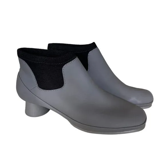NEW! Camper Womans 7.5 Alright $189 Leather Ankle Boots Heel Round Toe Gray 38