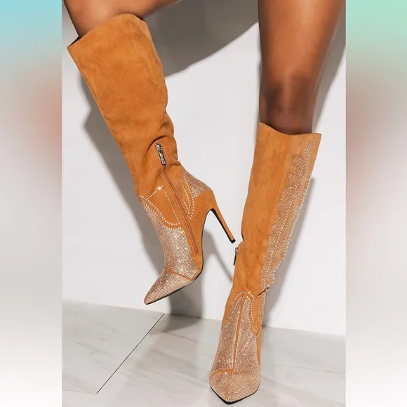 New Cape Robbin Olkley Tan Cowboy Knee High Boots