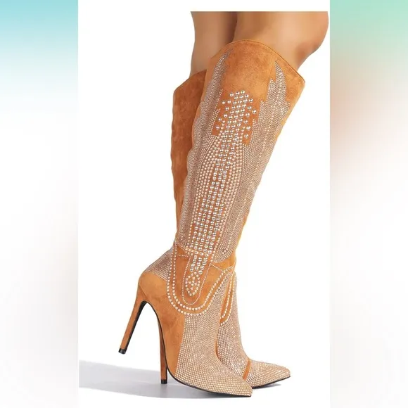 New Cape Robbin Olkley Tan Cowboy Knee High Boots