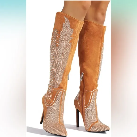 New Cape Robbin Olkley Tan Cowboy Knee High Boots