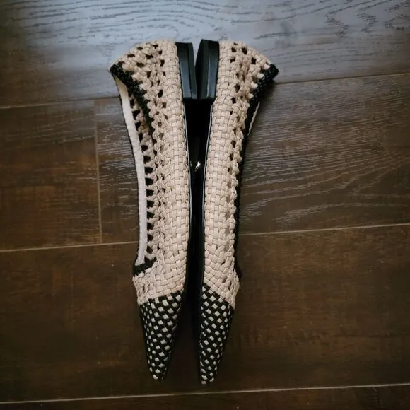 NEW Cecelia Brie Woven Flats Women 10 Chic Contemporary Designer Business Casual