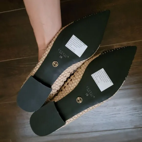 NEW Cecelia Brie Woven Flats Women 10 Chic Contemporary Designer Business Casual