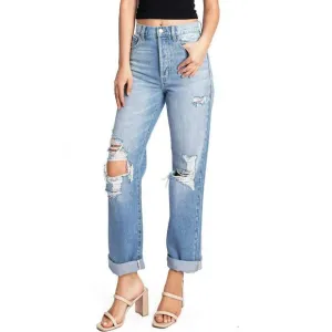 NEW CELLO high rise straight leg denim dad jeans in light denim
