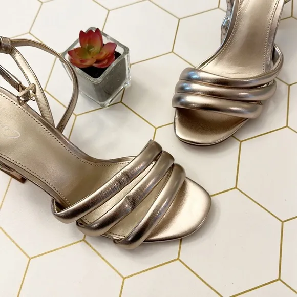 NEW CIRCUS by Sam Edelman Metallic Heel leather Strappy sandals women size 7.5