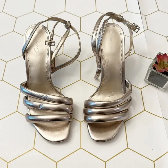 NEW CIRCUS by Sam Edelman Metallic Heel leather Strappy sandals women size 7.5