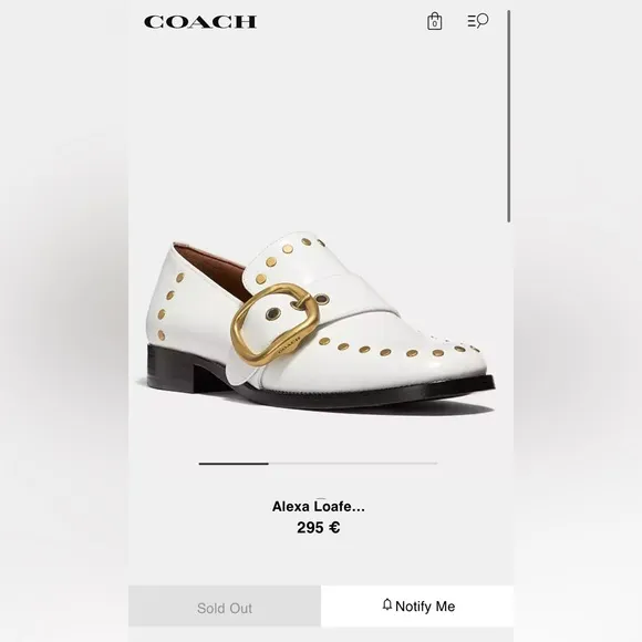 New Coach Studded White Leather Loafers Buckle Gucci Prada Labucq Celine Alexa