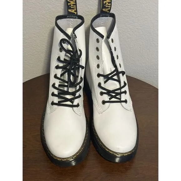 NEW Dr. Martens Zavala White Leather‎ 8-Eye Lace-Up Combat Boots Mens 10/WMN 11