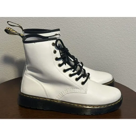 NEW Dr. Martens Zavala White Leather‎ 8-Eye Lace-Up Combat Boots Mens 10/WMN 11