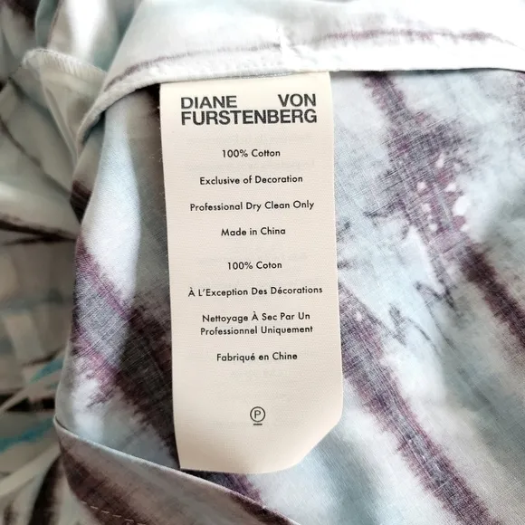 New DVF Indra Cotton Poplin Tie Dye Rain Mini Wrap Dress NWT Small