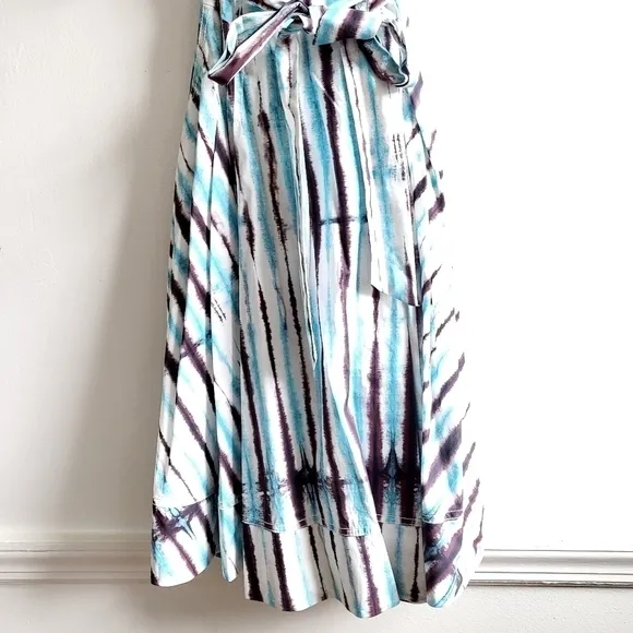 New DVF Indra Cotton Poplin Tie Dye Rain Mini Wrap Dress NWT Small