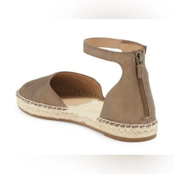 NEW Eileen Fisher Lala Espadrille Bronzed Metallic Gold Ankle Strap Ballet Flats