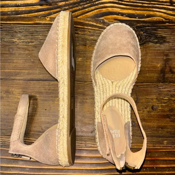 NEW Eileen Fisher Lala Espadrille Bronzed Metallic Gold Ankle Strap Ballet Flats