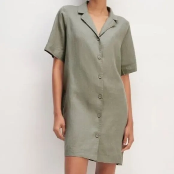 NEW Everlane The Linen Dress Sea Green Medium