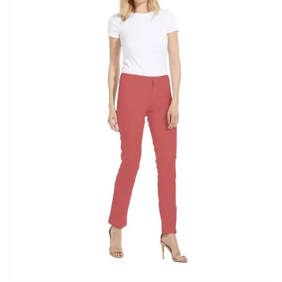 NEW FABRIZIO GIANNI cotton twill stretch slim-fit jeans in coral