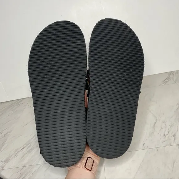 New! Farm Rio Rope Tie Black Flatform Sandal 11