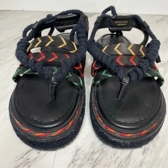 New! Farm Rio Rope Tie Black Flatform Sandal 11