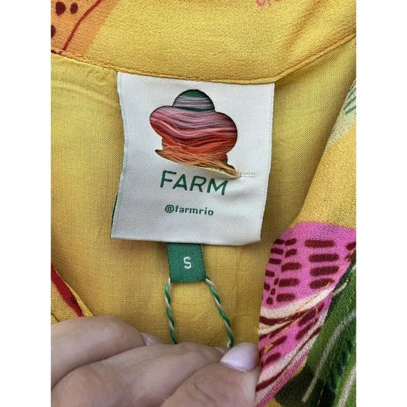 NEW FARM RIO Womens Yellow Beaks And Bananas Ruffles Mini Dress Sz small