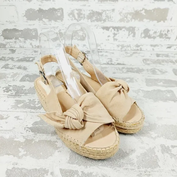 New Franco Sarto Pixie Tan Suede Slingback Espadrilles A331
