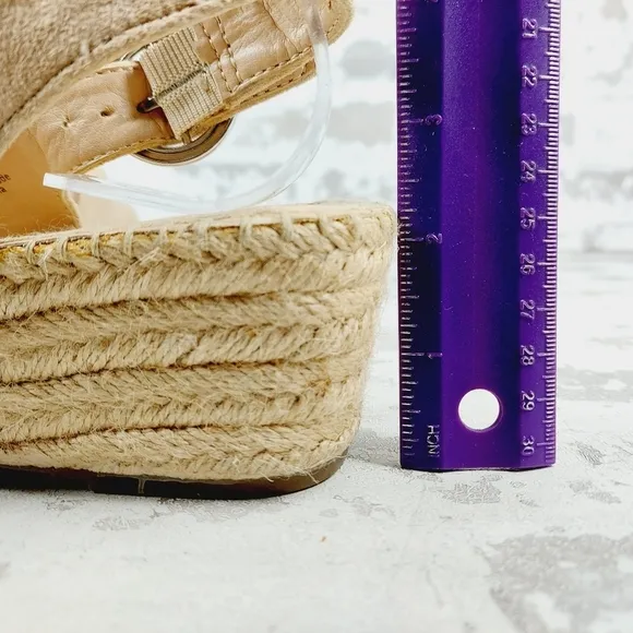 New Franco Sarto Pixie Tan Suede Slingback Espadrilles A331