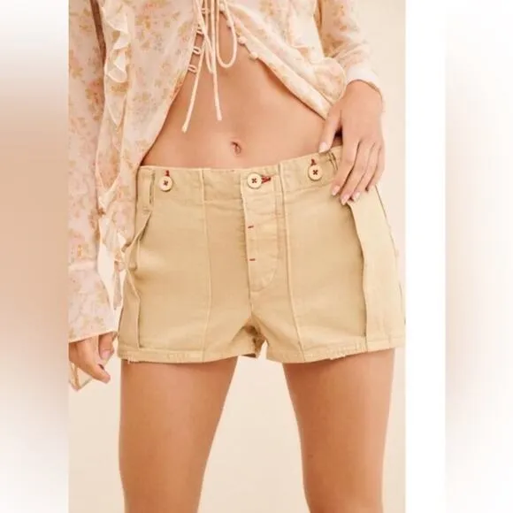 New Free People All Yours Micro Mini Shorts khaki 2