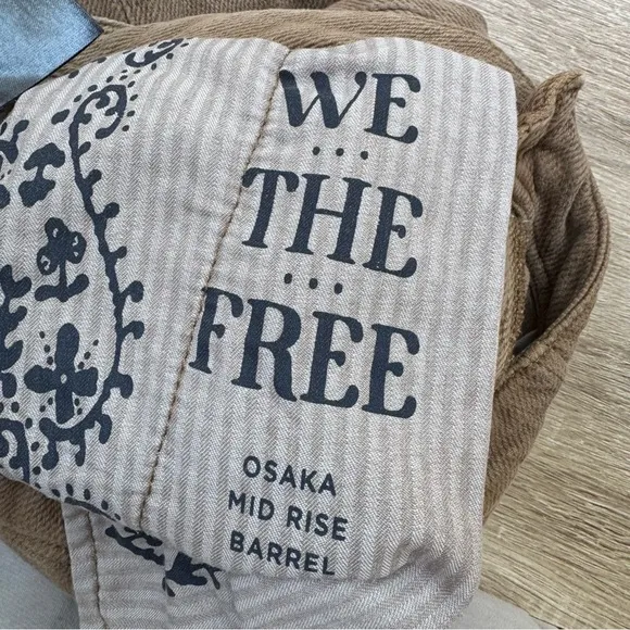 New Free People Osaka Barrel Jeans Mid Rise We The Free in Tee Bark Brown