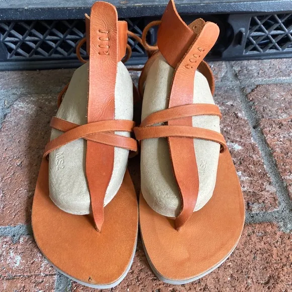 New! Free People Vacation Day Wrap Sandals Brown Leather US 9 EU 40