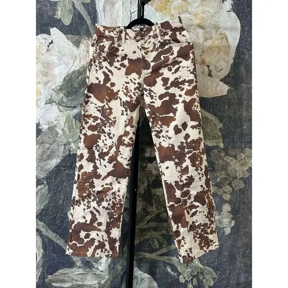 New Free People We The Free Risk Taker Mid-Rise Printed Jeans Sz 27