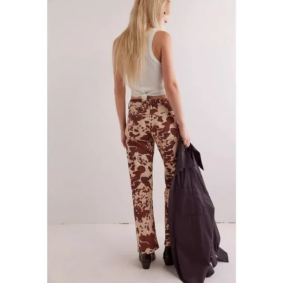 New Free People We The Free Risk Taker Mid-Rise Printed Jeans Sz 27