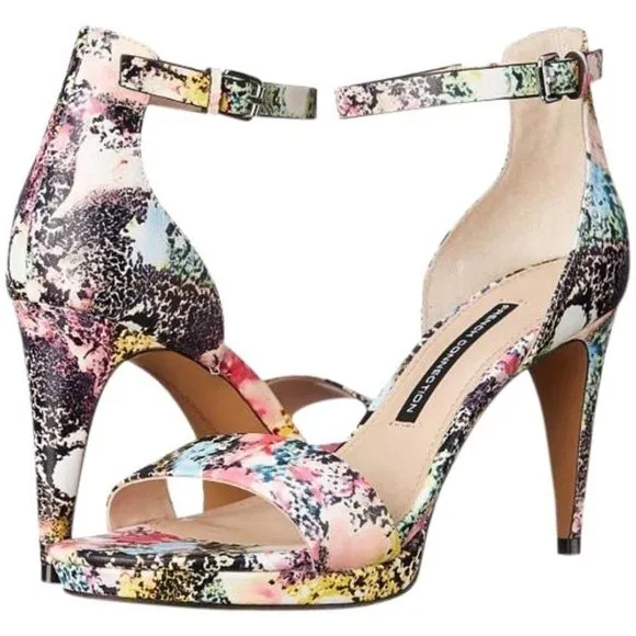 NEW French Connection Multi-colored Nata Dress Sandals Sz 10