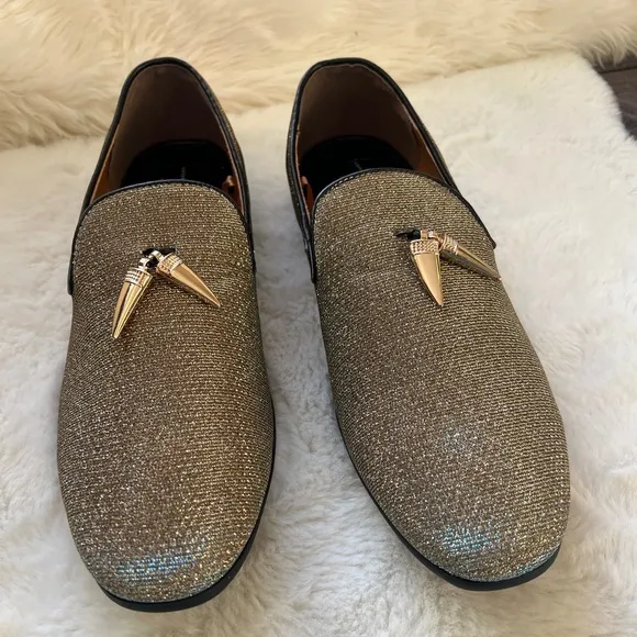 NEW Giorgio Brutini Collide Loafers two-toned Gold/Iridescent Sz 12