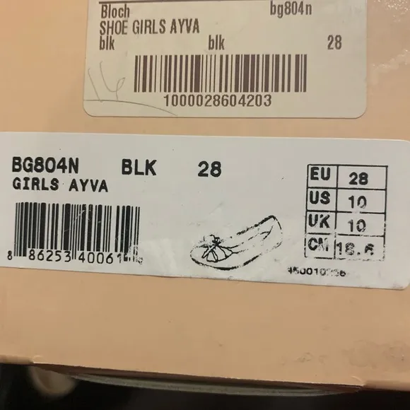 NEW Girls BLOCH AYVA Black Bow Ballet Flats Shoes Leather US 10 EU 28