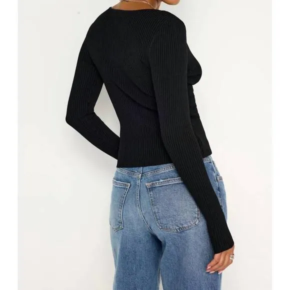 NEW GOOD AMERICAN virgo rib sweater in black