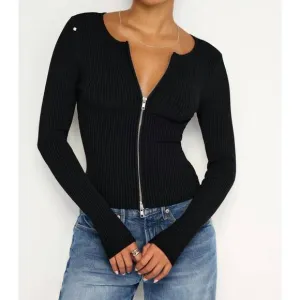 NEW GOOD AMERICAN virgo rib sweater in black