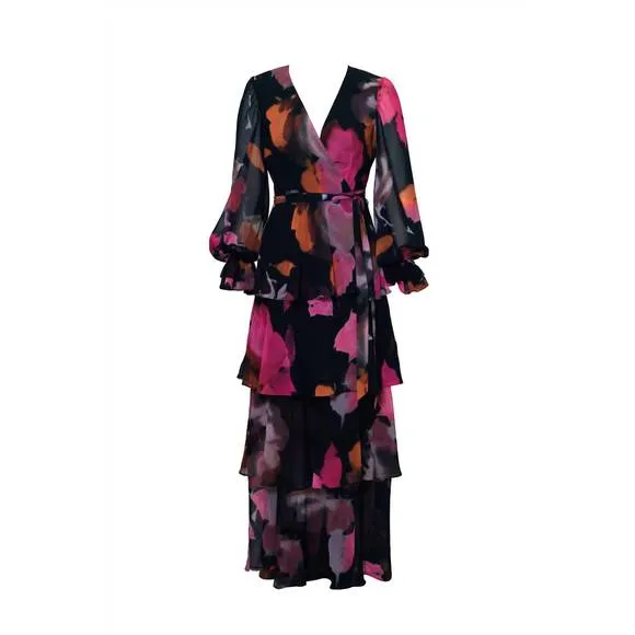 NEW HUTCH bardot maxi wrap dress in black