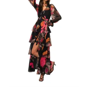 NEW HUTCH bardot maxi wrap dress in black