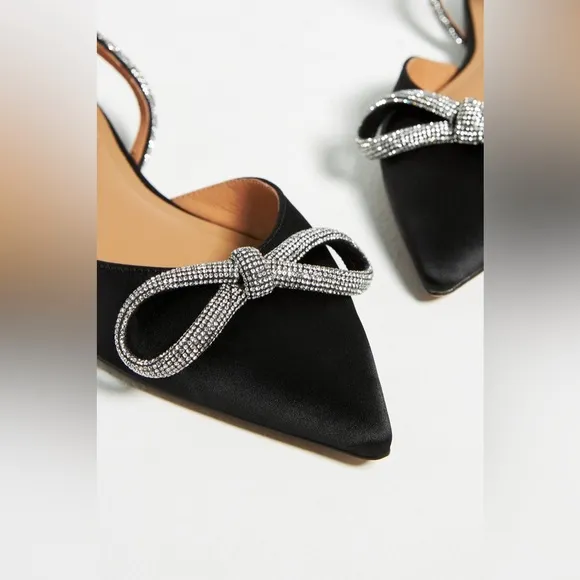 New in box Bibi Lou Anthropologie black bow crystal flats