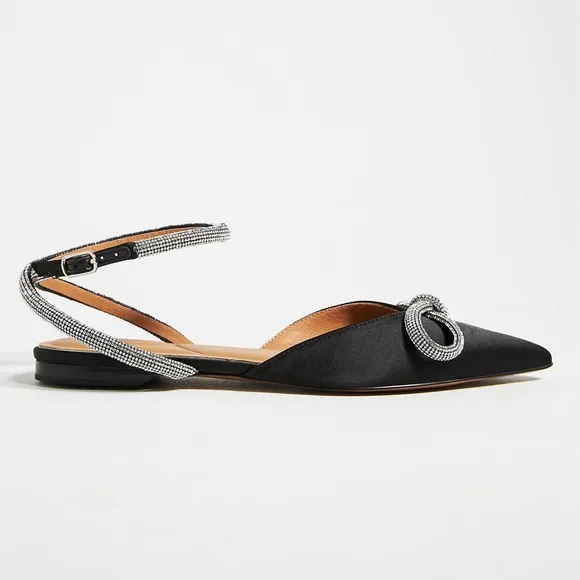 New in box Bibi Lou Anthropologie black bow crystal flats