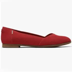 New In Box TOMS Julie Poinsettia Suede Ballerina Flat Size 10 Red 10014182
